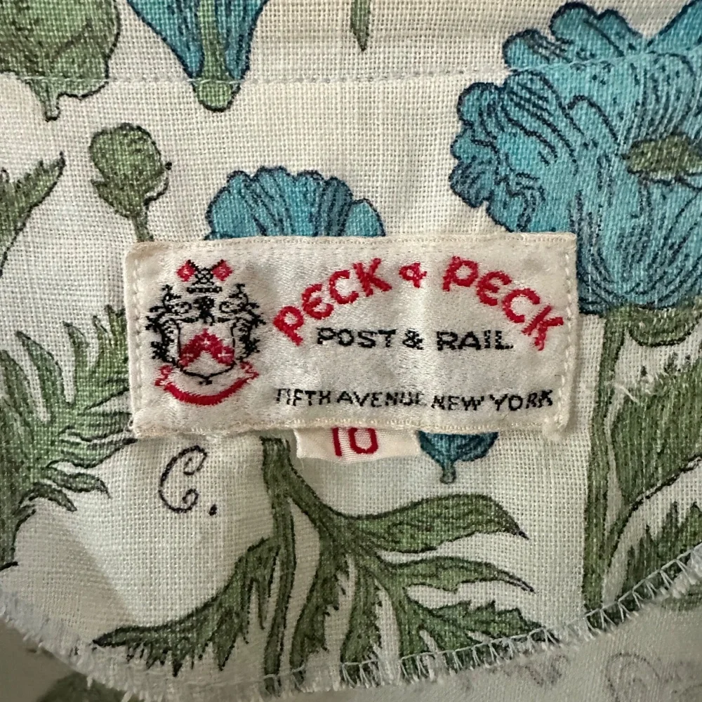Vintage Peck & Peck Button Up Collarless Blouse Botanical Print Small - Picture 4 of 13